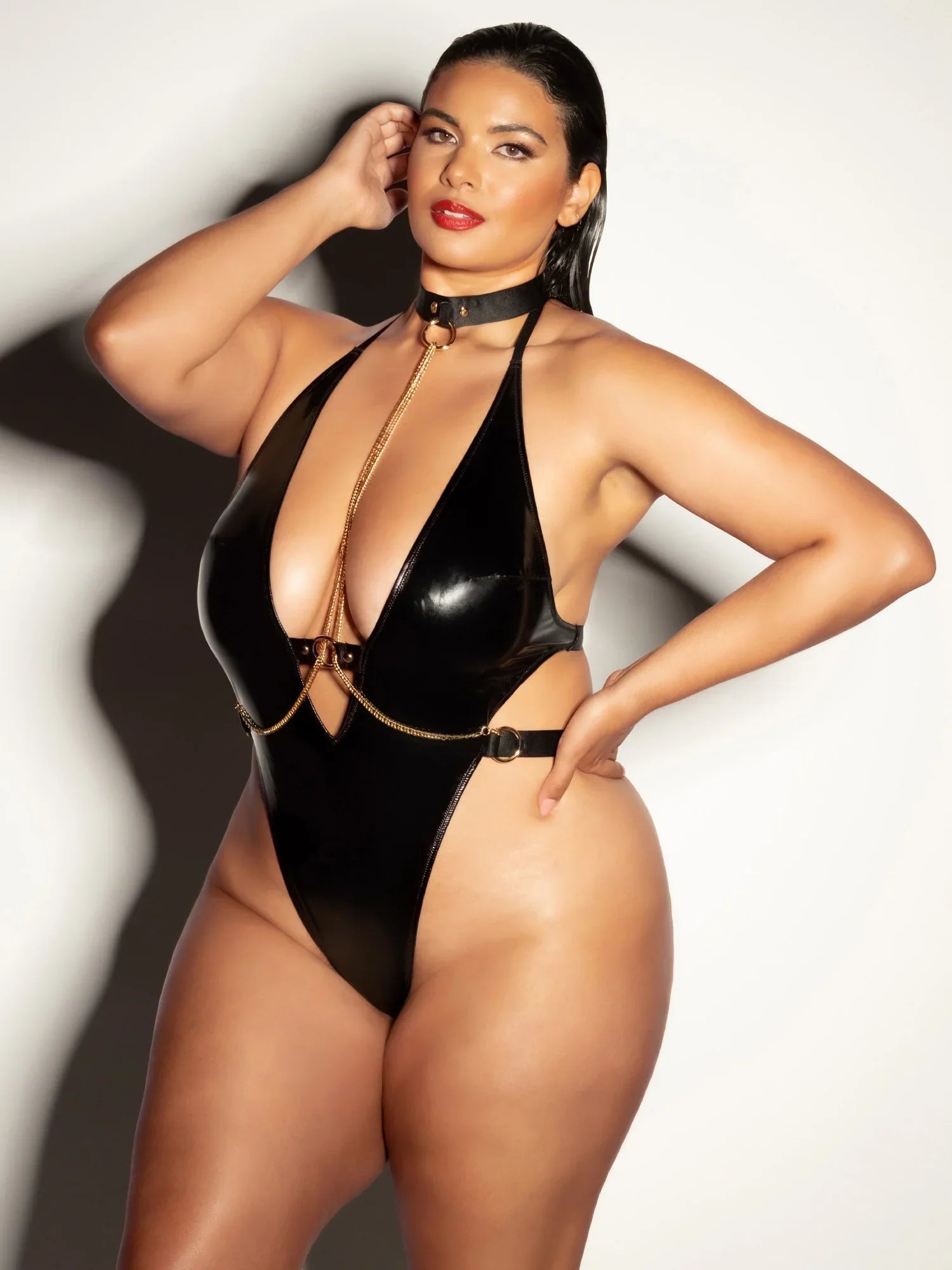 Oh la la Cheri Curvy Submissive Chain Teddy Black-Rebel Romance