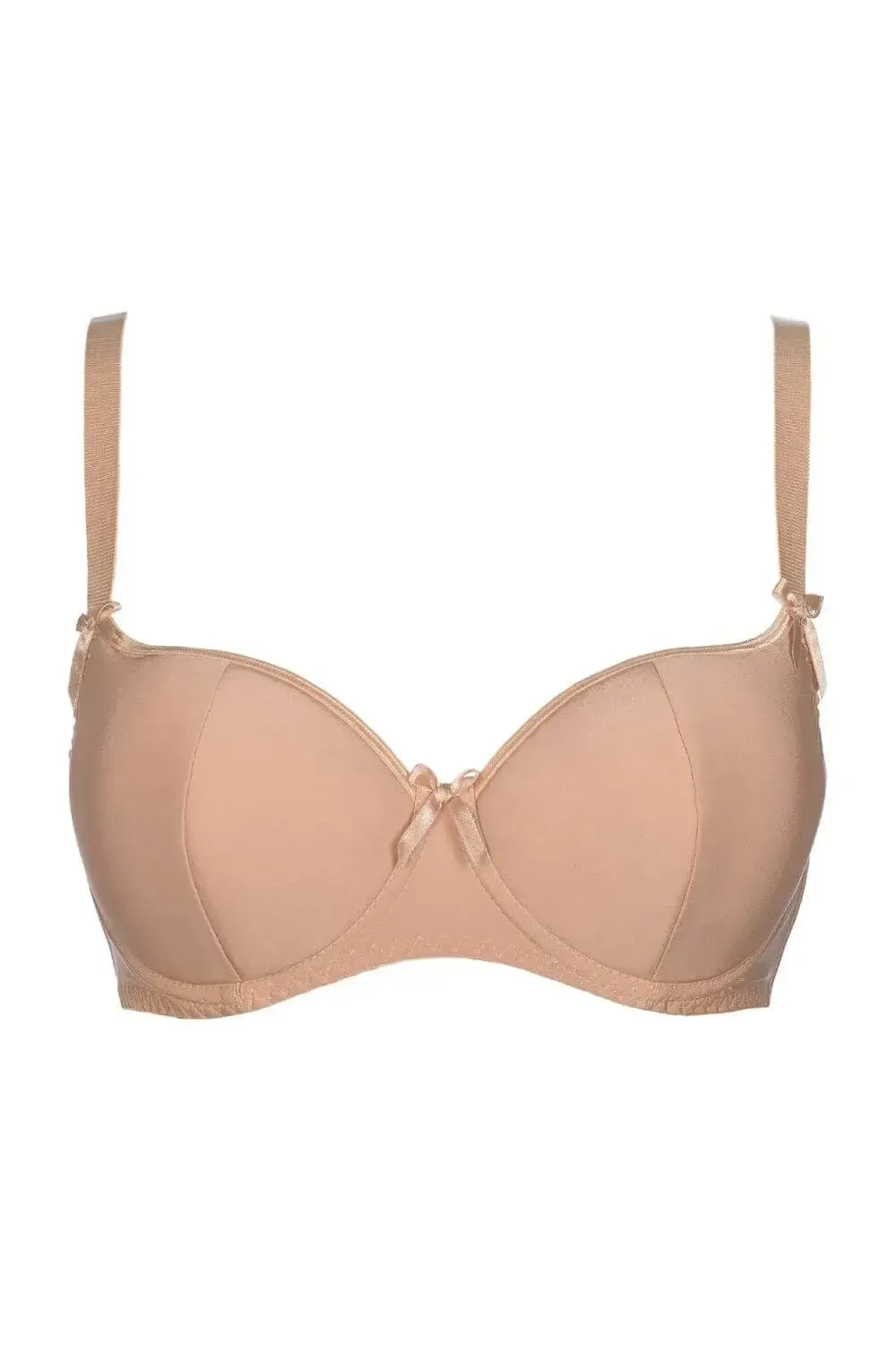 Elegant Axami Sunny Isles balconette bra in beautiful beige, featuring a delicate bow and adjustable straps.