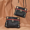 Hammitt Tony Med Signature Crossbody Leather Handbag Black/Brushed Gold Red Zip-Rebel Romance
