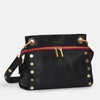 Hammitt Tony Med Signature Crossbody Leather Handbag Black/Brushed Gold Red Zip-Rebel Romance