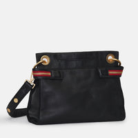 Hammitt Tony Med Signature Crossbody Leather Handbag Black/Brushed Gold Red Zip-Rebel Romance