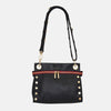Hammitt Tony Med Signature Crossbody Leather Handbag Black/Brushed Gold Red Zip-Rebel Romance