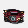 Hammitt Tony Med Signature Crossbody Leather Handbag Black/Brushed Gold Red Zip-Rebel Romance