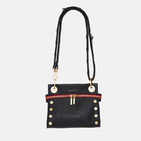 Hammitt Tony Sml Signature Crossbody Leather Handbag Black/Brushed Gold Red Zip-Rebel Romance