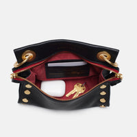 Hammitt Tony Sml Signature Crossbody Leather Handbag Black/Brushed Gold Red Zip-Rebel Romance