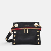 Hammitt Tony Sml Signature Crossbody Leather Handbag Black/Brushed Gold Red Zip-Rebel Romance