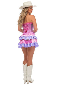 Top Drawer 2 PC Steel Boned Purple/Pink Mesh Underwire Bustier Corset & Skirt Set TD-473-ACC-366