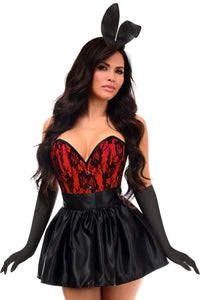 Top Drawer 5 PC Premium Boudoir Bunny Corset Costume Red