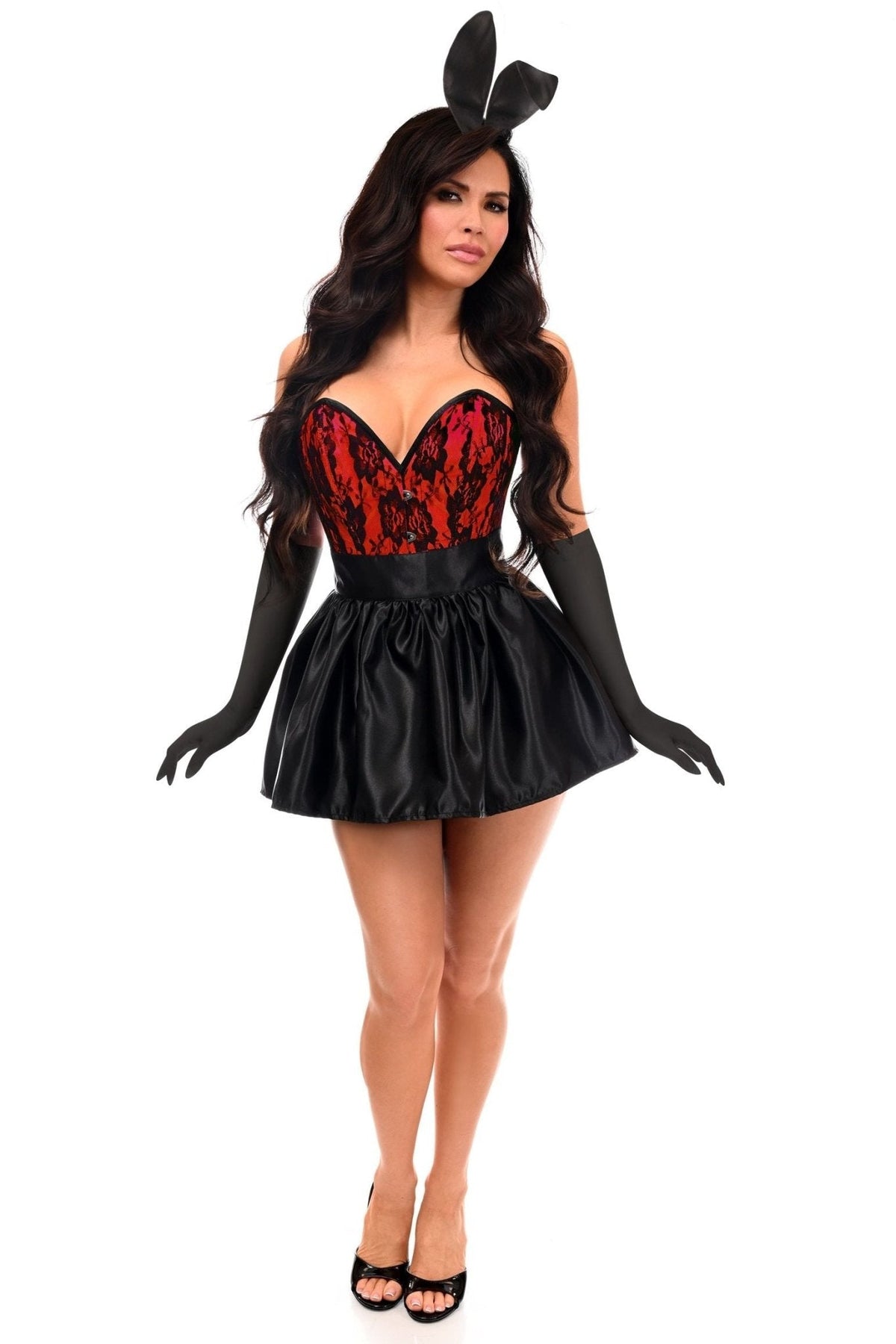 Top Drawer 5 PC Premium Boudoir Bunny Corset Costume Red