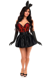 Top Drawer 5 PC Premium Boudoir Bunny Corset Costume Red