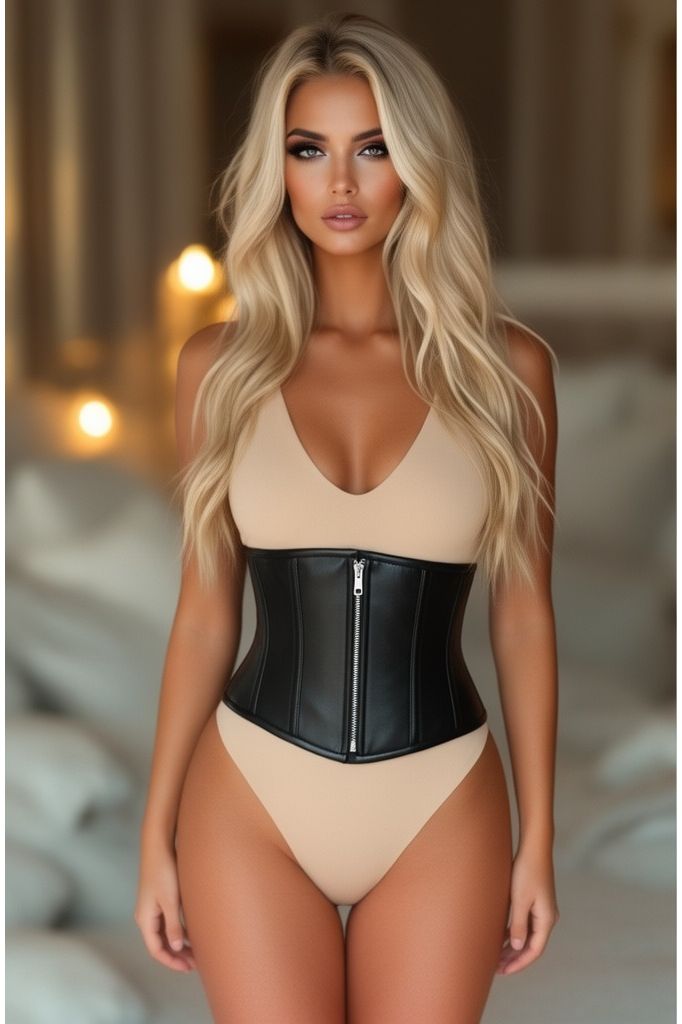 Top Drawer Black Faux Leather Steel Boned Mini Cincher