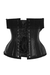 Top Drawer Black Faux Leather Steel Boned Underbust Corset w/Fringe