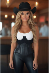 Top Drawer Black Faux Leather Steel Boned Underbust Corset w/Fringe