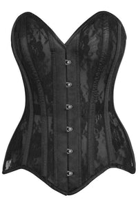 LIMITED EDITION Top Drawer Black Sheer Mesh Net & Lace Steel Boned Overbust Corset