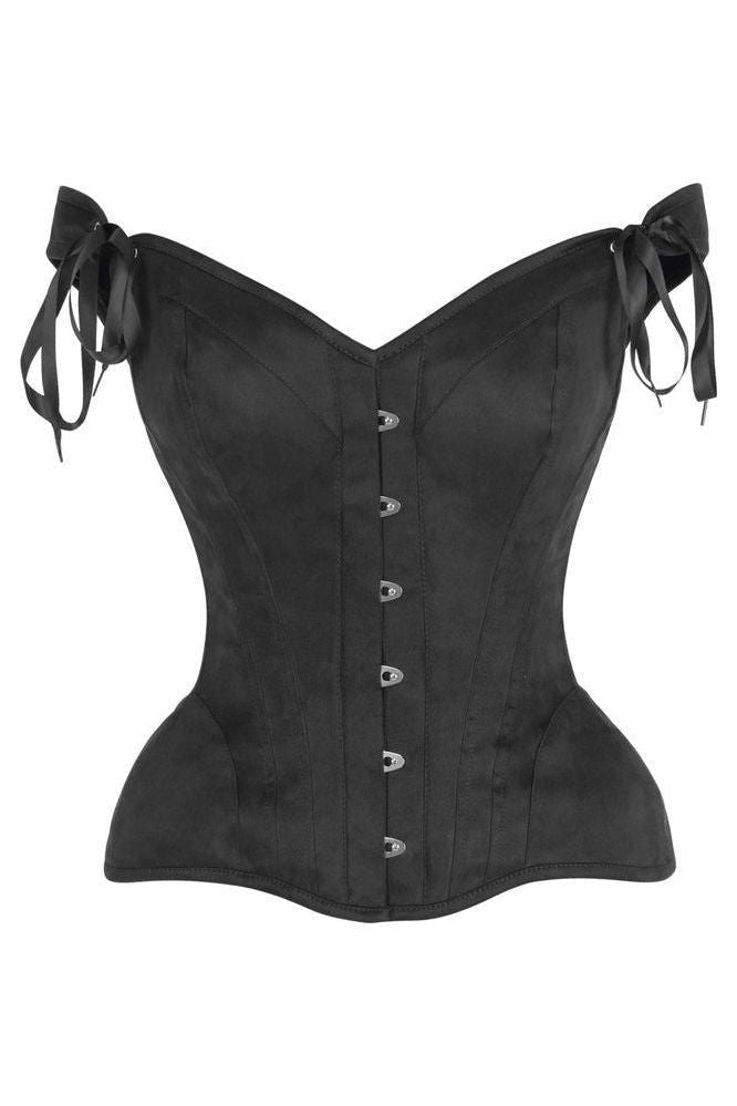 LIMITED EDITION Top Drawer Black Suede Steel Boned Corset w/Straps