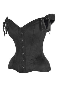 LIMITED EDITION Top Drawer Black Suede Steel Boned Corset w/Straps