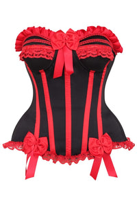 Top Drawer Black/Red Steel Boned Burlesque Corset