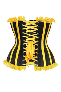 Top Drawer Black/Yellow Satin Steel Boned Burlesque Corset