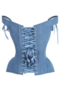 LIMITED EDITION Top Drawer Blue Denim Steel Boned Corset w/Straps