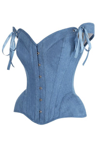 LIMITED EDITION Top Drawer Blue Denim Steel Boned Corset w/Straps