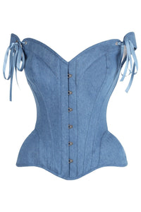 LIMITED EDITION Top Drawer Blue Denim Steel Boned Corset w/Straps