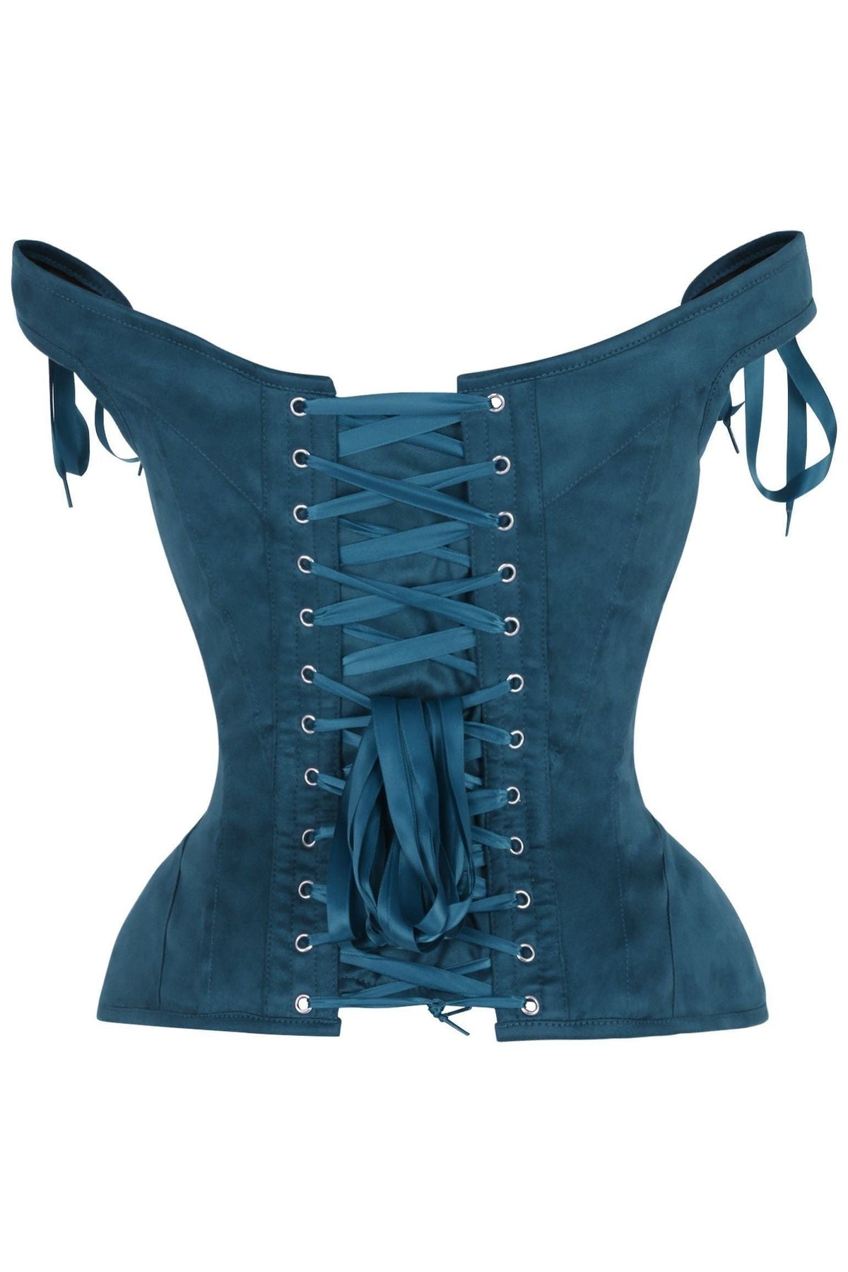 LIMITED EDITION Top Drawer Blue Suede Steel Boned Corset w/Straps