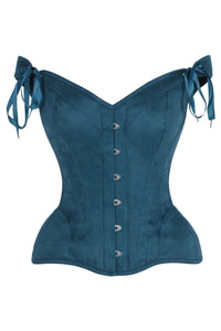 LIMITED EDITION Top Drawer Blue Suede Steel Boned Corset w/Straps
