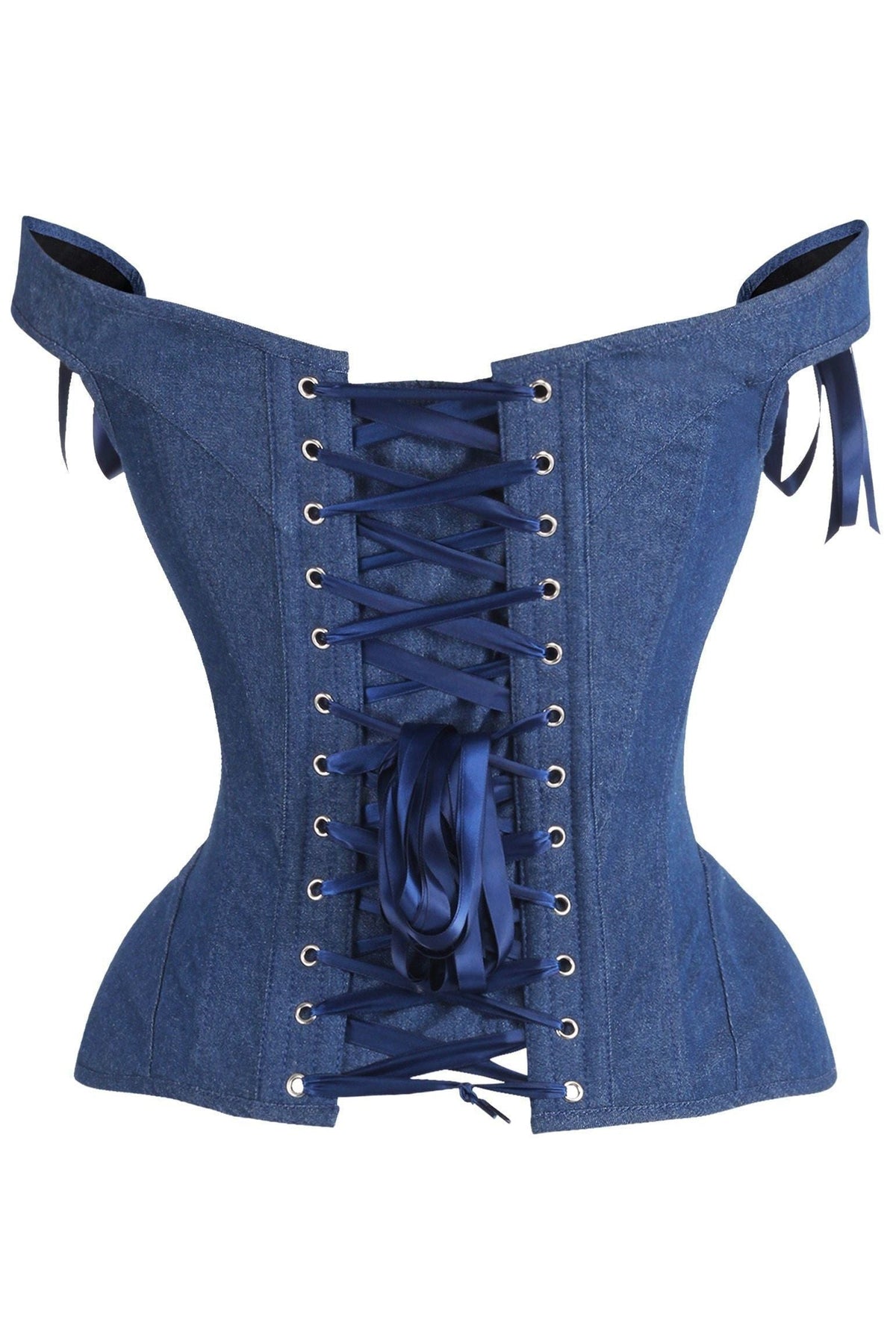 LIMITED EDITION Top Drawer Dark Blue Denim Steel Boned Corset w/Straps
