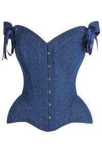 LIMITED EDITION Top Drawer Dark Blue Denim Steel Boned Corset w/Straps