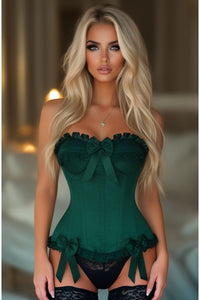 Top Drawer Dark Green Satin Steel Boned Burlesque Corset
