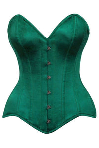 Top Drawer Dark Green Satin Steel Boned Overbust Corset