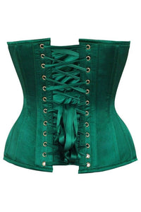 Top Drawer Dark Green Satin Steel Boned Overbust Corset