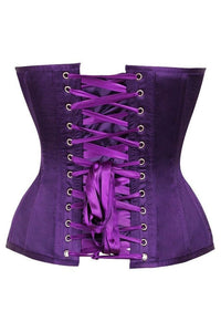 Top Drawer Dark Purple Satin Steel Boned Overbust Corset