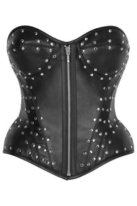 Top Drawer Faux Leather w/Rivets Steel Boned Underwire Bustier Corset Top