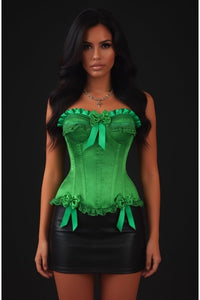 Top Drawer Green Satin Steel Boned Burlesque Corset