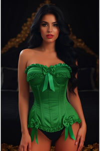 Top Drawer Green Satin Steel Boned Burlesque Corset