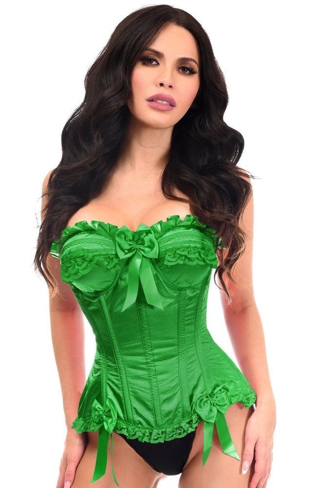 Top Drawer Green Satin Steel Boned Burlesque Corset