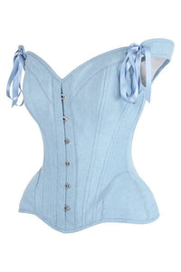 LIMITED EDITION Top Drawer Light Blue Denim Steel Boned Corset w/Straps