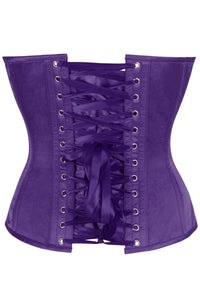 Top Drawer Plum Satin Steel Boned Overbust Corset w/Side Zipper