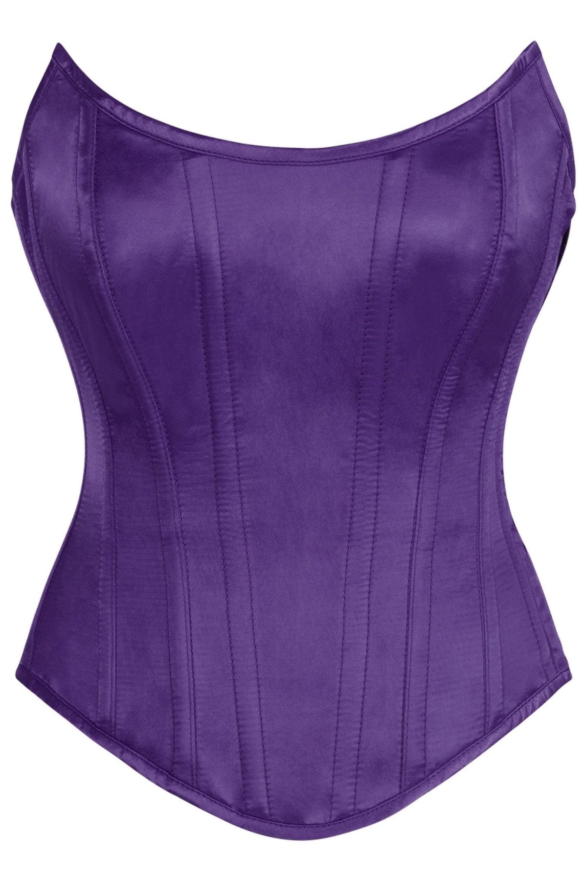 Top Drawer Plum Satin Steel Boned Overbust Corset w/Side Zipper