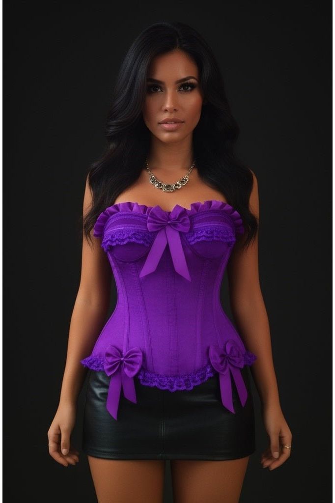 Top Drawer Purple Satin Steel Boned Burlesque Corset