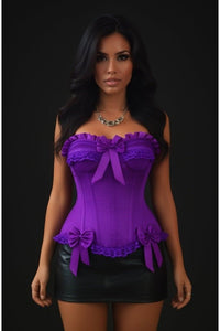Top Drawer Purple Satin Steel Boned Burlesque Corset