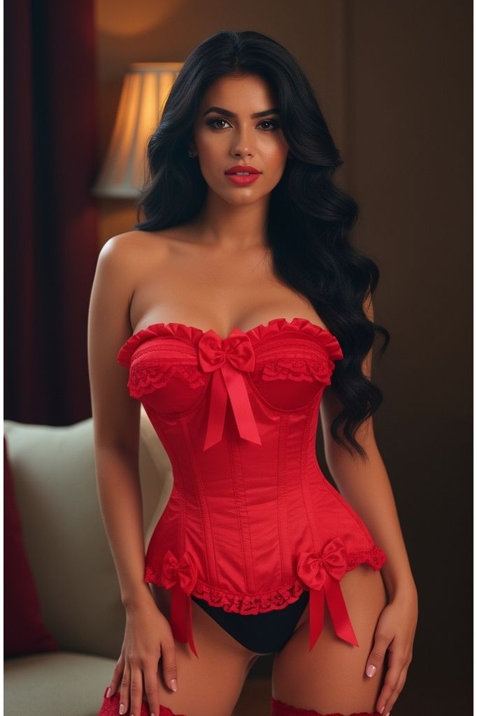 Top Drawer Red Satin Steel Boned Burlesque Corset