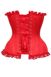 Top Drawer Red Satin Steel Boned Burlesque Corset