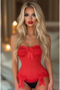 Top Drawer Red Satin Steel Boned Burlesque Corset