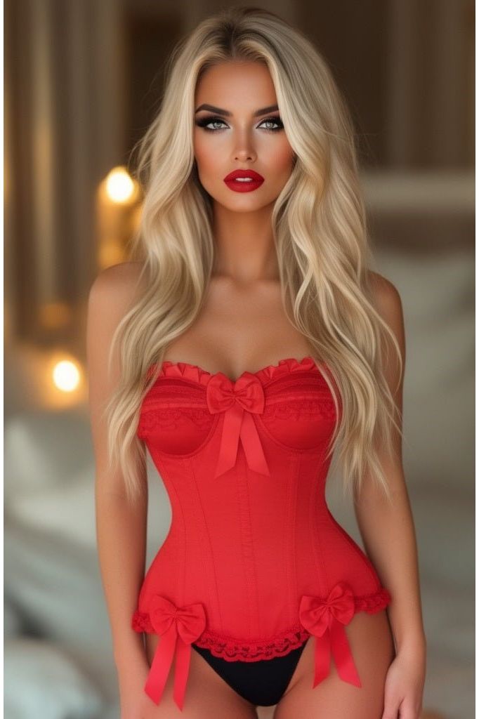 Top Drawer Red Satin Steel Boned Burlesque Corset