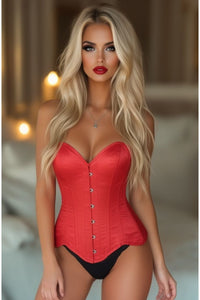 Top Drawer Red Satin Steel Boned Overbust Corset