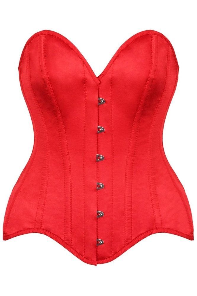 Top Drawer Red Satin Steel Boned Overbust Corset
