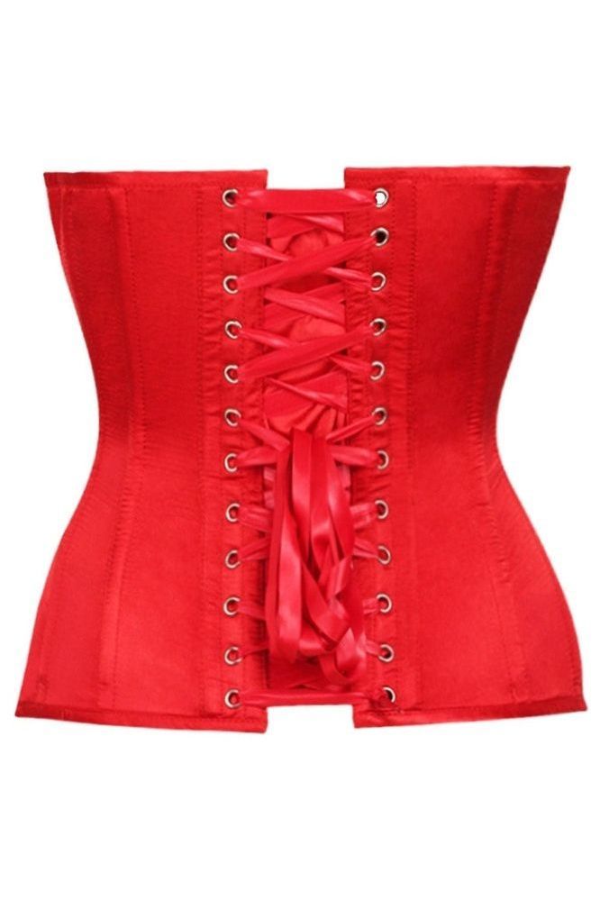 Top Drawer Red Satin Steel Boned Overbust Corset