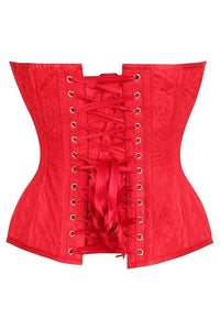 Top Drawer Red Satin w/Red Lace Overlay Steel Boned Overbust Corset